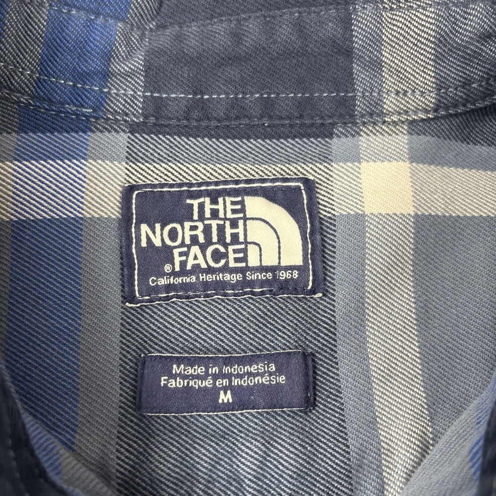 The North Face Men's‎ Flannel Shirt Medium Blue Plaid Long Sleeve Button Up - Picture 7 of 15